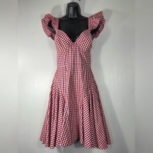 NEW PETERSYN CATE GINGHAM RUFFLE MINI DRESS.